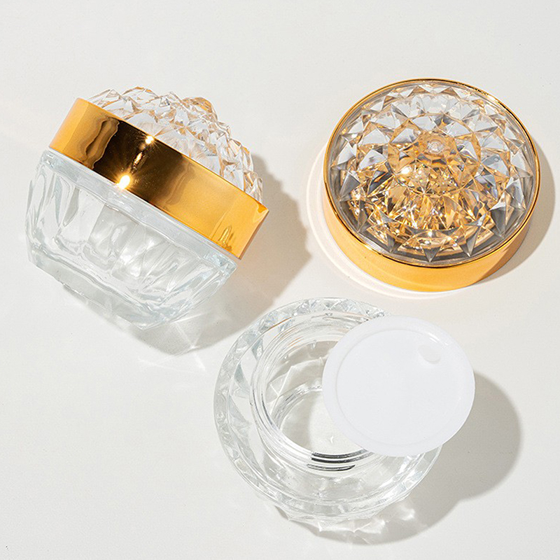 Luxury Skincare Bottles - Luxe Diamond 50g glazen gezichtscrèmepotje met