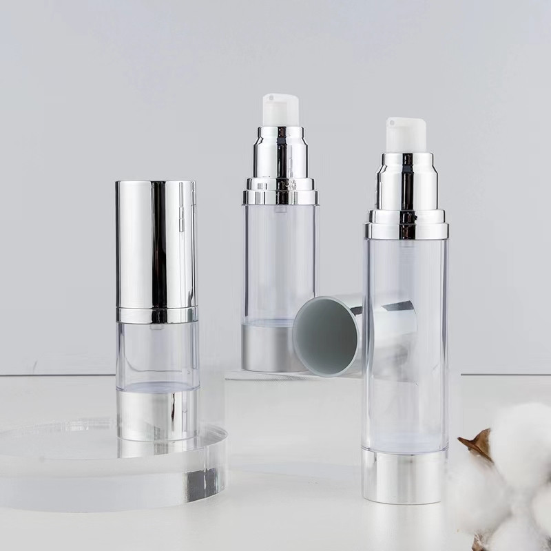 Luxury Skincare Bottles - Helder/Mat Zilver Vacuümfles Pomp Airless Luxe