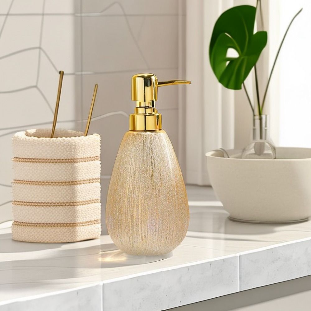 Luxury Skincare Bottles - Eenvoudige 400ml keramische pompflessen goud luxe